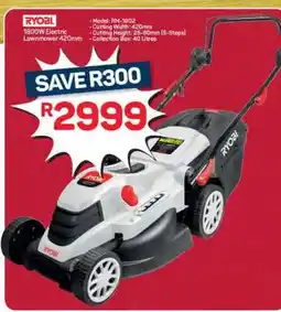 Pick n Pay Hypermarket RYOBI 1800W Electric Lawnmower 420mm offer