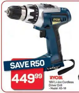 Pick n Pay Hypermarket RYOBI 18V Li-Ion Cordless Driver Drill offer