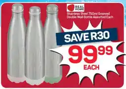 Pick n Pay Hypermarket Stainless Steel 750ml Grooved Double Wall Bottle offer