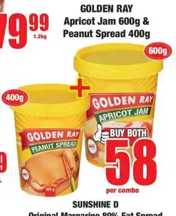 Boxer GOLDEN RAY Apricot Jam 600g & Peanut Spread 400g offer