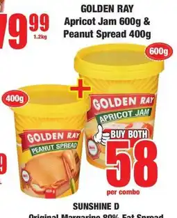 Boxer GOLDEN RAY Apricot Jam 600g & Peanut Spread 400g offer