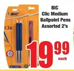 Boxer BIC Clic Medium Ballpoint Pens Assorted 2's offer