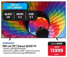 Makro Samsung 190 cm 75" Smart QLED TV offer