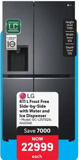 Makro LG Frost Free Side-by-Side with Water and Ice Dispenser offer