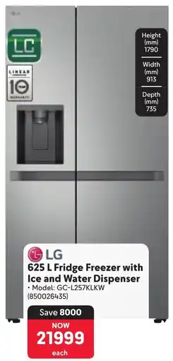 Makro LG Fridge Freezer with Ice and Water Dispenser offer