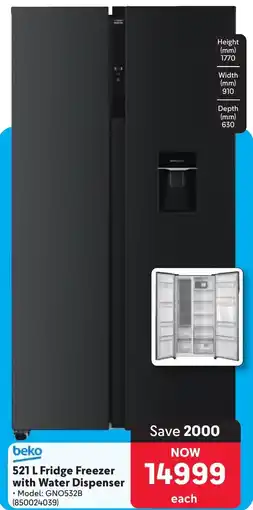 Makro Beko Fridge Freezer with Water Dispenser offer