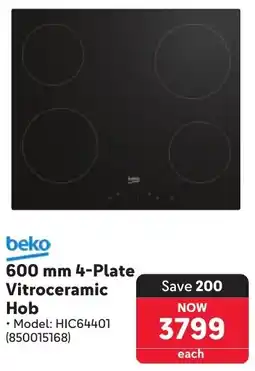 Makro Beko 4-Plate Vitroceramic Hob offer