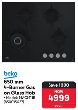 Makro Beko 4-Burner Gas on Glass Hob offer