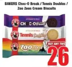 Boxer BAKERS Choc-O Break/ Tennis Doubles/ Zoo Zoos Cream Biscuits offer