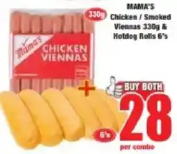 Boxer MAMA'S Chicken/ Smoked Viennas & Hotdog Rolls offer