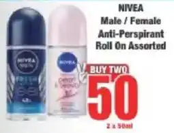 Boxer NIVEA Male/ Female Anti-Perspirant Roll On Assorted offer
