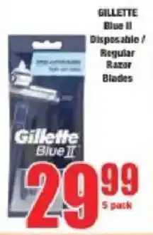 Boxer GILLETTE Blue II Disposable/ Regular Razor Blades offer