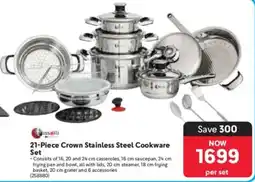 Makro Tissolli Crown Stainless Steel Cookware Set offer