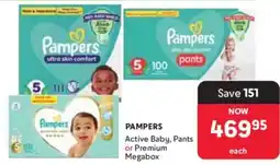 Makro Pampers Active Baby, Pants or Premium Megabox offer