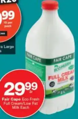 Checkers Fair Cape Eco Fresh Full Cream/ Low Fat Milk offer