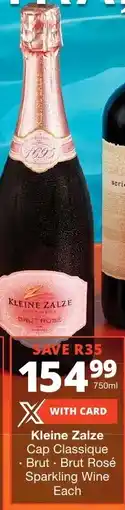 Checkers Liquor Shop Kleine Zalze Cap Classique, Brut, Brut Rosé Sparkling Wine offer