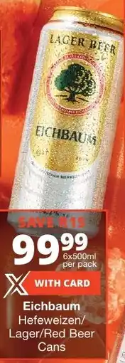 Checkers Liquor Shop Eichbaum Hefeweizen/ Lager/ Red Beer Cans offer