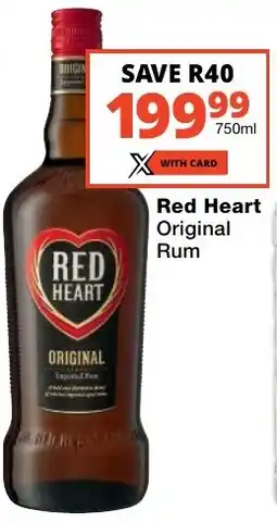 Checkers Liquor Shop Red Heart Original Rum offer