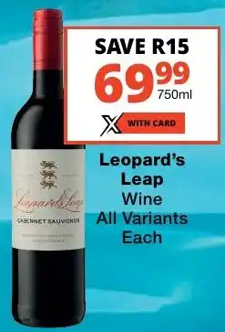 Checkers Liquor Shop Leopard's Leap Wine All Variants offer