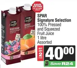 Spar SPAR Signature Selection 100% Pressed and Squeezed Fruit Juice offer