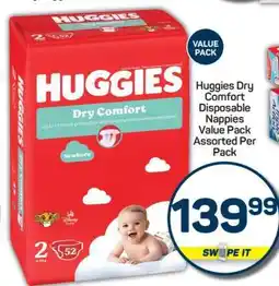 Pick n Pay Huggies Dry Comfort Disposable Nappies Value Pack Assorted Per Pack offer