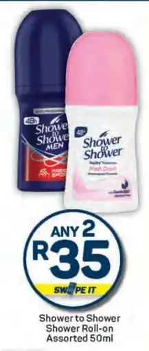 Pick n Pay Shower to Shower Shower Roll-on Assorted 50ml offer