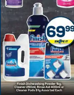 Pick n Pay Finish Dishwashing Powder 1kg, Cleaner 250ml, Rinse Aid 400ml or Cleaner Pods 51g Assorted Each offer