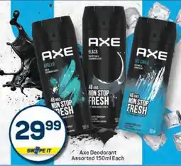 Pick n Pay Axe Deodorant Assorted 150ml Each offer