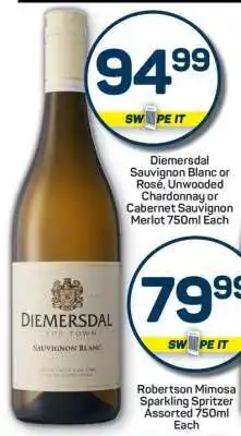 Pick n Pay Diemersdal Sauvignon Blanc or Rosé, Unwooded Chardonnay or Cabernet Sauvignon Merlot 750ml Each offer