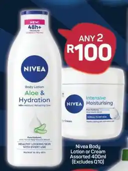 Pick n Pay Nivea Body Lotion or Cream Assorted 400ml (Excludes Q10) offer