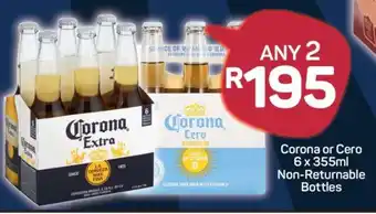 Pick n Pay Corona or Cero 6 x 355ml Non-Returnable Bottles offer