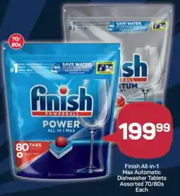 Pick n Pay Finish All-in-1 Max Automatic Dishwasher Tablets Assorted 70/80s Each offer