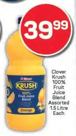 Pick n Pay Clover Krush 100% Fruit Juice Blend Assorted 1.5 LItre Each offer