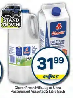 Pick n Pay Clover Fresh Milk Jug or Ultra Pasteurised Assorted 2 Litre Each offer