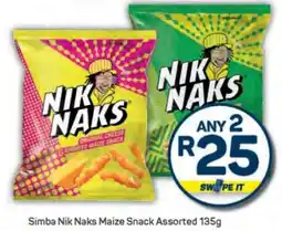 Pick n Pay Simba Nik Naks Maize Snack Assorted 135g offer