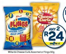 Pick n Pay Willards Cheese Curls Assorted or Flings 90g offer
