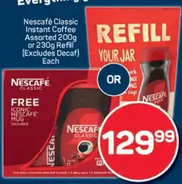 Pick n Pay Nescafe Classic Instant Coffee Assorted 200g or 230g Refill offer