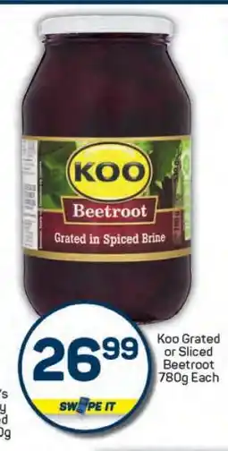 Pick n Pay Koo Grated or Sliced Beetroot 780g Each offer