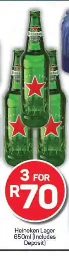 Pick n Pay Heineken Lager 650ml (Includes Deposit) offer