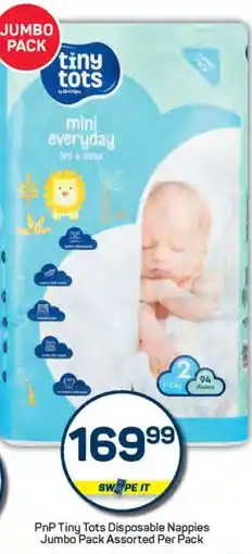 Pick n Pay PnP Tiny Tots Disposable Nappies Jumbo Pack Assorted Per Pack offer