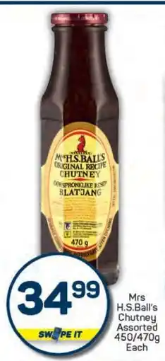 Pick n Pay Mrs H.S.Ball's Chutney Assorted 450/470g Each offer