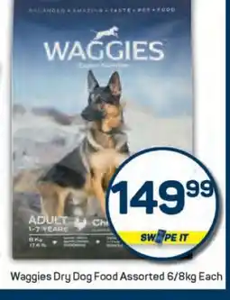 Pick n Pay Waggies Dry Dog Food Assorted 6/8kg Each offer