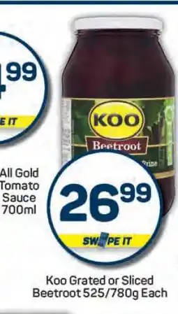 Pick n Pay Koo Grated or Sliced Beetroot offer