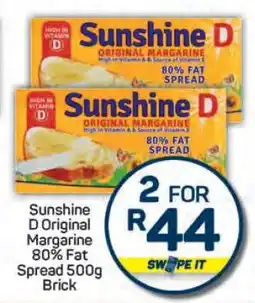 Pick n Pay Sunshine D Original Margarine 80% Fat Spread 500g Brick offer