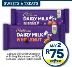 Pick n Pay Cadbury Dairy Milk Chocolate or Bubbly Slabs Assorted 150g offer