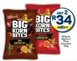 Pick n Pay Willards Big Korn Bites Assorted 120g offer