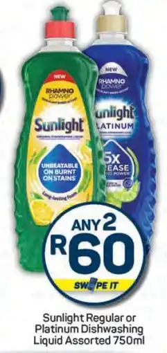 Pick n Pay Sunlight Regular or Platinum Dishwashing Liquid Assorted 750ml offer