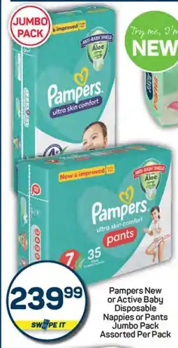 Pick n Pay Pampers New or Active Baby Disposable Nappies or Pants Jumbo Pack offer