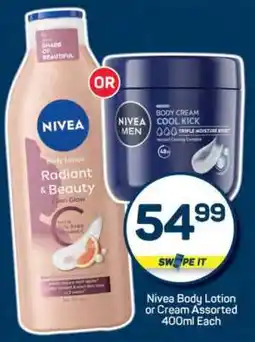 Pick n Pay Nivea Body Lotion or Cream Assorted offer