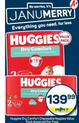 Pick n Pay HUGGIES DRY COMFORT DISPOSABLE NAPPIES VALUE PACK offer